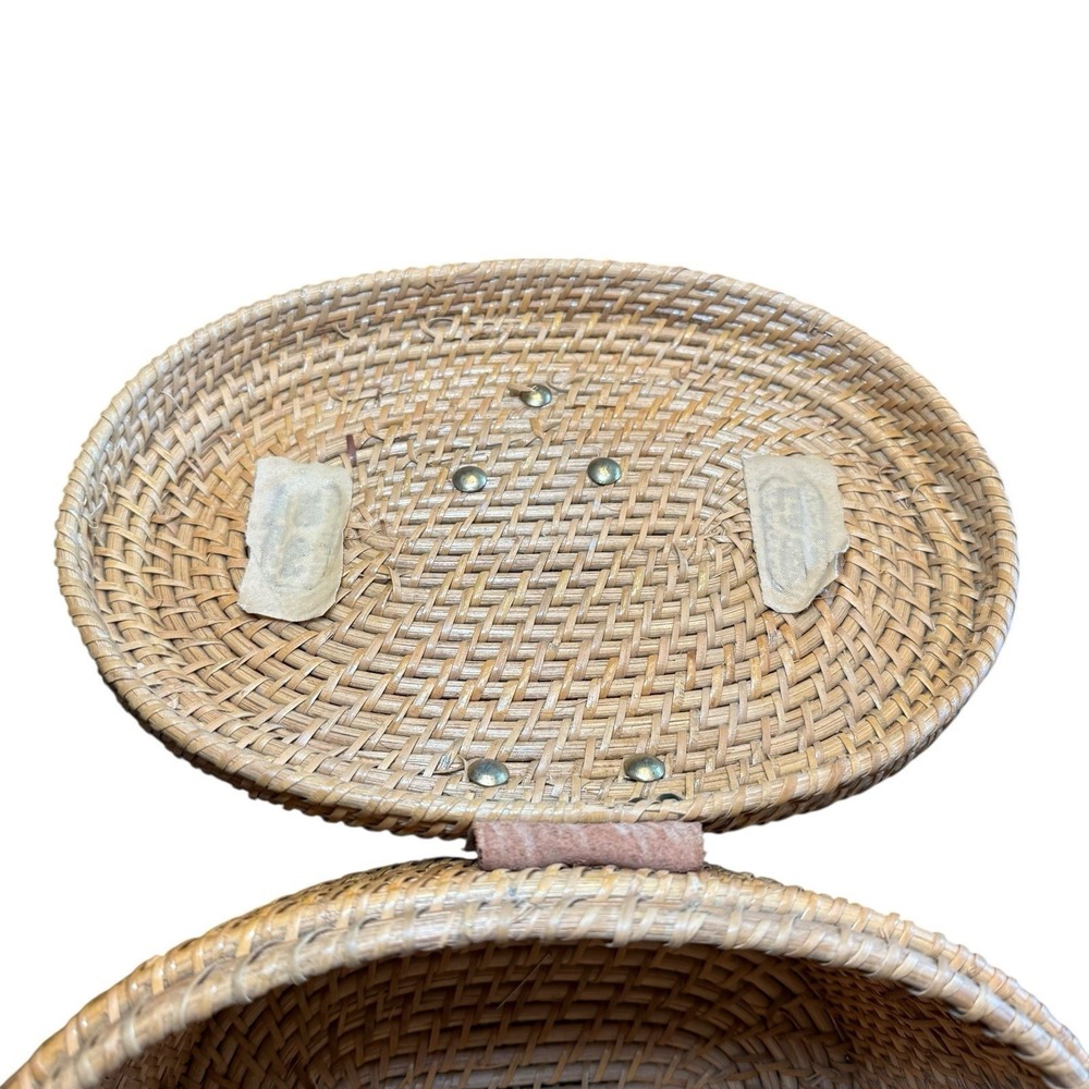 Vintage 1960's Etienne Aigner Wicker Rattan Basket Satchel Creel Purse Hand Bag - Picture 5 of 13